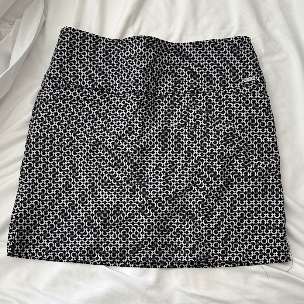 S.c. & CO. Chic Black and White Geometric Mini Skirt with short liners